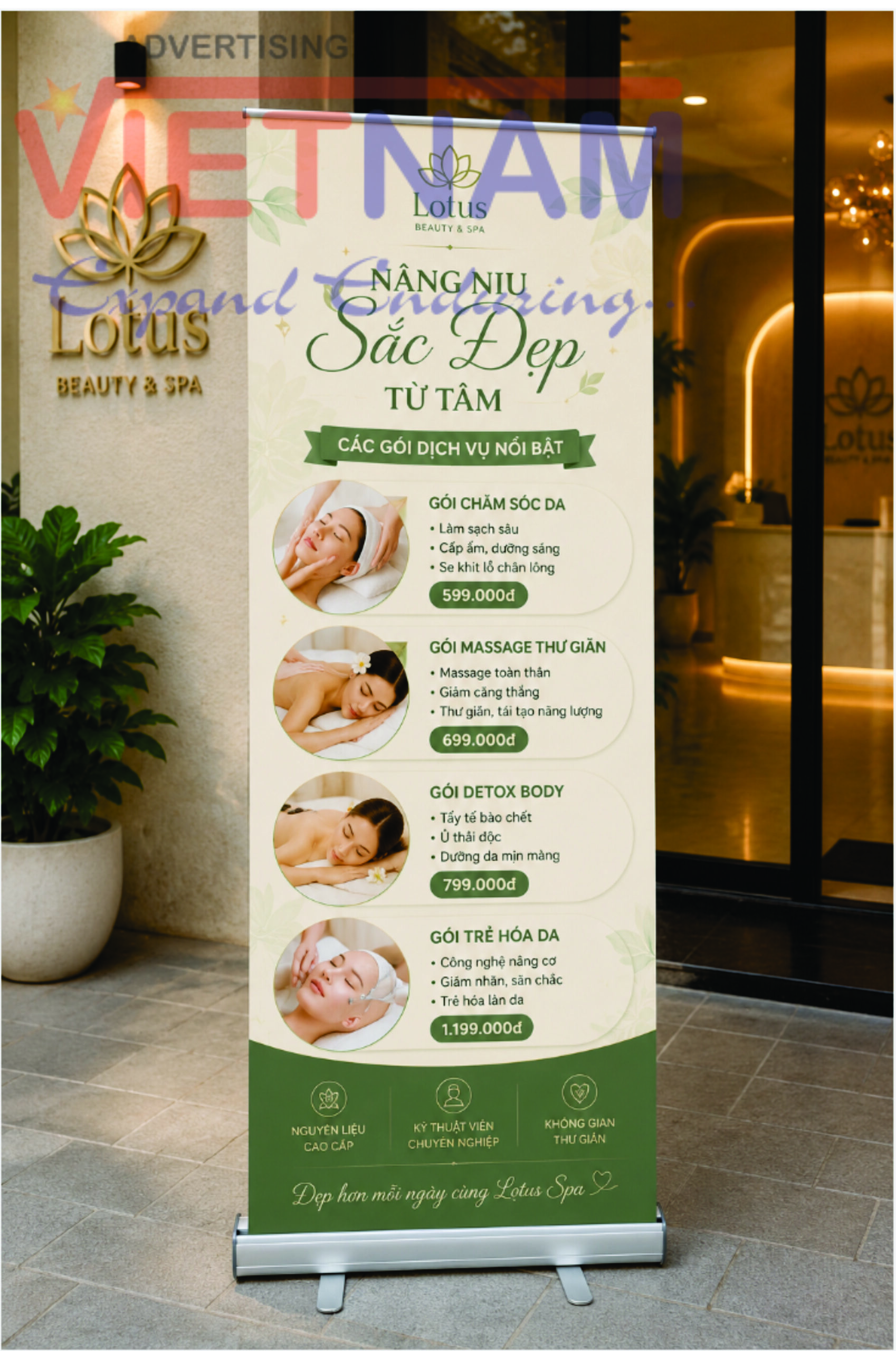 Standee cuốn nhôm, giá standee cuốn nhôm cao cấp kích thước 80x200cm 1 cuốn nhôm cao cấp